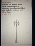 Bel Air Lighting Parsons 8FT Four White Metal Weather Resistant Lamp Post. Fixed Price $400.00.