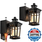 Gleamz Porch Lights Outlet Black 2-PACK Dusk To Dawn Outdoor Lighting Gfci. Fixed Price $129.97.