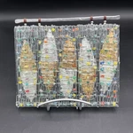Melissa Haid Handmade Colorful Embedded Art Glass Panel. Fixed Price $175.00.