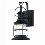 14" Outdoor Wall Light Black Rustic Vintage Lantern Clear Glass Shade Caged Lamp. Fixed Price $88.99.