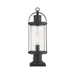 Z-lite Roundhouse 1 Light 22.50" Sq. Pier Mount, Black/clear 569PHM-533PM-BK. Fixed Price $296.00.