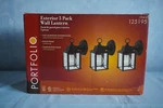 Portfolio Outdoor Wall Lantern 3 Pack Black Finish Exterior Lights Lamps Nib. Fixed Price $69.99.