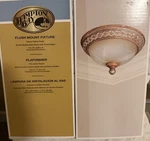 Hampton Bay Flush Mount Fixture Tuscan Patina Glass Dome 2-LIGHT 349111. Fixed Price $26.97.