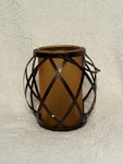 Ftd Lantern Bronze Metal & Amber Glass Candle Holder 6 Rustic Home Decor. Fixed Price $11.99.