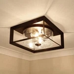Golden Lighting Smyth Black 13 1/4" Seeded Glass Porch Ceiling. Fixed Price $249.99.