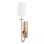 Troy Lighting Michas Wall Sconce, Patina Brass/linen B8120-PBR. Fixed Price $128.79.