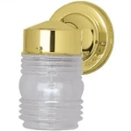 Westinghouse Jelly Jar Exterior Wall Lantern Light. Polished Brass. Clear Glass. Fixed Price $11.19.