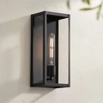 Modern Outdoor Wall Light Fixture Black 14 1/4" Glass For Exterior House Porch. Fixed Price $79.95.