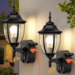 Oykyohei 2 Porch Lights With Outlet, Motion Sensor Outdoor Pack, Black. Fixed Price $90.99.