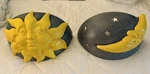 Sun And Moon Wall Sconces, Ceramic Lights, 1991 By Justice Design. Fixed Price $125.00.