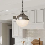 Aaron - 2 Light Glass & Metal Dimmable Pendant Nickel. Fixed Price $85.00.