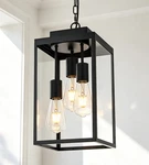 16'' Outdoor Pendant Lantern 3-LIGHT, Matte Black Exterior Hanging Fixture. Fixed Price $233.99.