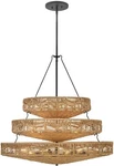 Hinkley 42308BK-NRF Ophelia Contemporary Black W Natural Shade Led Pendant Light. Fixed Price $799.99.