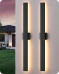 Dimmable 2 Pack Modern Outdoor Wall Lights, IP65 Waterproof, Black. Fixed Price $249.99.