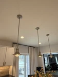 3 Generation Lighting Urban Renewal Antique Pewter Bell Mini Pendants. Fixed Price $90.00.