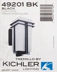 Kichler Remillo 14.25 In. 1-LIGHT Black Outdoor Wall Lantern Sconce Etched Glass. Fixed Price $112.99.