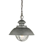 Vaxcel Harwich 1 Light Outdoor Pendant, Textured Gray/clear Seeded Glass - T0265. Fixed Price $144.99.