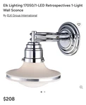 Elk Lighting Wall Sconce 1-LED Retrospectives Polished Chrome. Fixed Price $120.00.