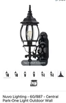 Nuvo Lighting Central Park-one Outdoor Black Hardwired Wall Lantern 60/887. Fixed Price $28.10.
