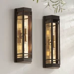 Catie 21"H Sand Bronze Brass 2-LIGHT Outdoor Wall Set Of. Fixed Price $359.98.