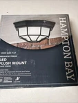 Hampton Bay Exterior Ceiling Light Black Finish HB7072LED-05 W/ Frosted Glas. Fixed Price $34.99.