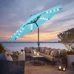 10FT Solar Polyester 32 Led Lighted Patio Umbrella With Tilt Adjustment And Uv-r. Fixed Price $41.85.