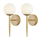 Bokt Set Of 2 Brass Globe Wall Sconces White Glass Bathroom Bedroom Lights. Fixed Price $95.95.