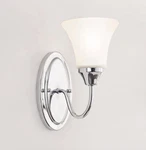 Generation Lighting 1-LIGHT Wall Sconce Chrome White Glass Bathroom. Fixed Price $32.99.