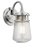 Kichler-lyndon 1-LIGHT Brushed Aluminum Outdoor Sconce With Clear Seeded Glass. Fixed Price $70.19.
