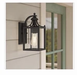 Hampton Bay Boswell Quarter Matte Black Outdoor Wall Lantern Sconce Glass Shade. Fixed Price $35.00.