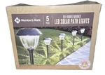 Member's Mark Oil-rubbed Bronze Led Solar Path Lights, 5 Pack Glass Heavy. Fixed Price $47.99.