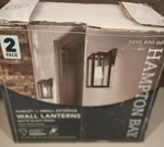 2 Pack Hampton Bay Small Exterior Wall Lanterns. Fixed Price $32.00.