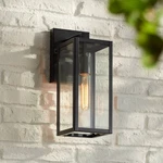Modern Outdoor Wall Light Fixture Mystic Black 14 1/8" Clear Glass For Exterior. Fixed Price $69.95.